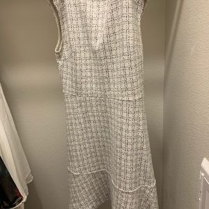 Loft White and Black Check Dress